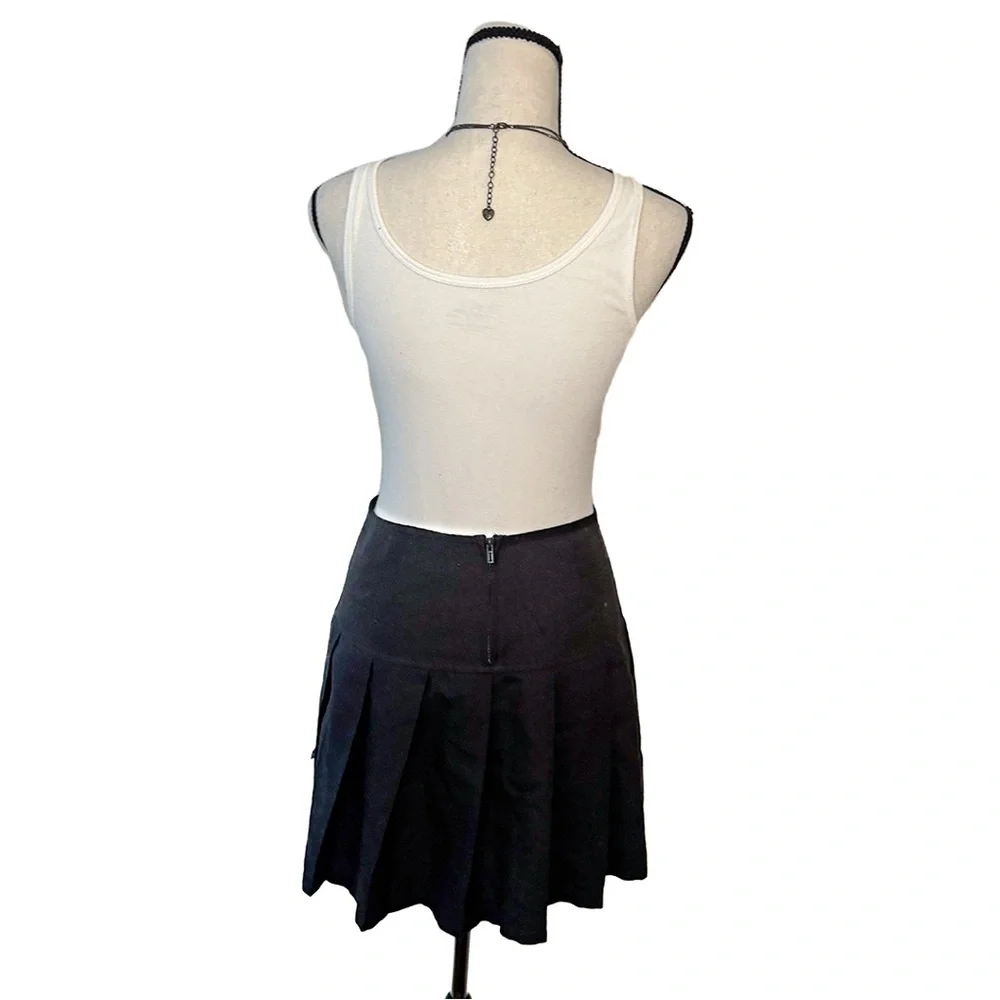 Royal Bones by Tripp Mini Skirt | Black Pleated with Chain | Size Large